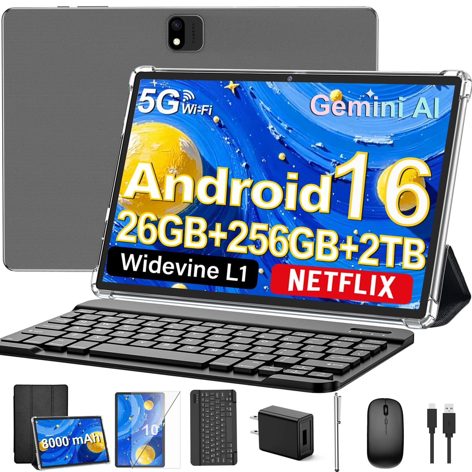 Amazon.com : Android 16 Tablet with Keyboard, 2026 Android Tablet